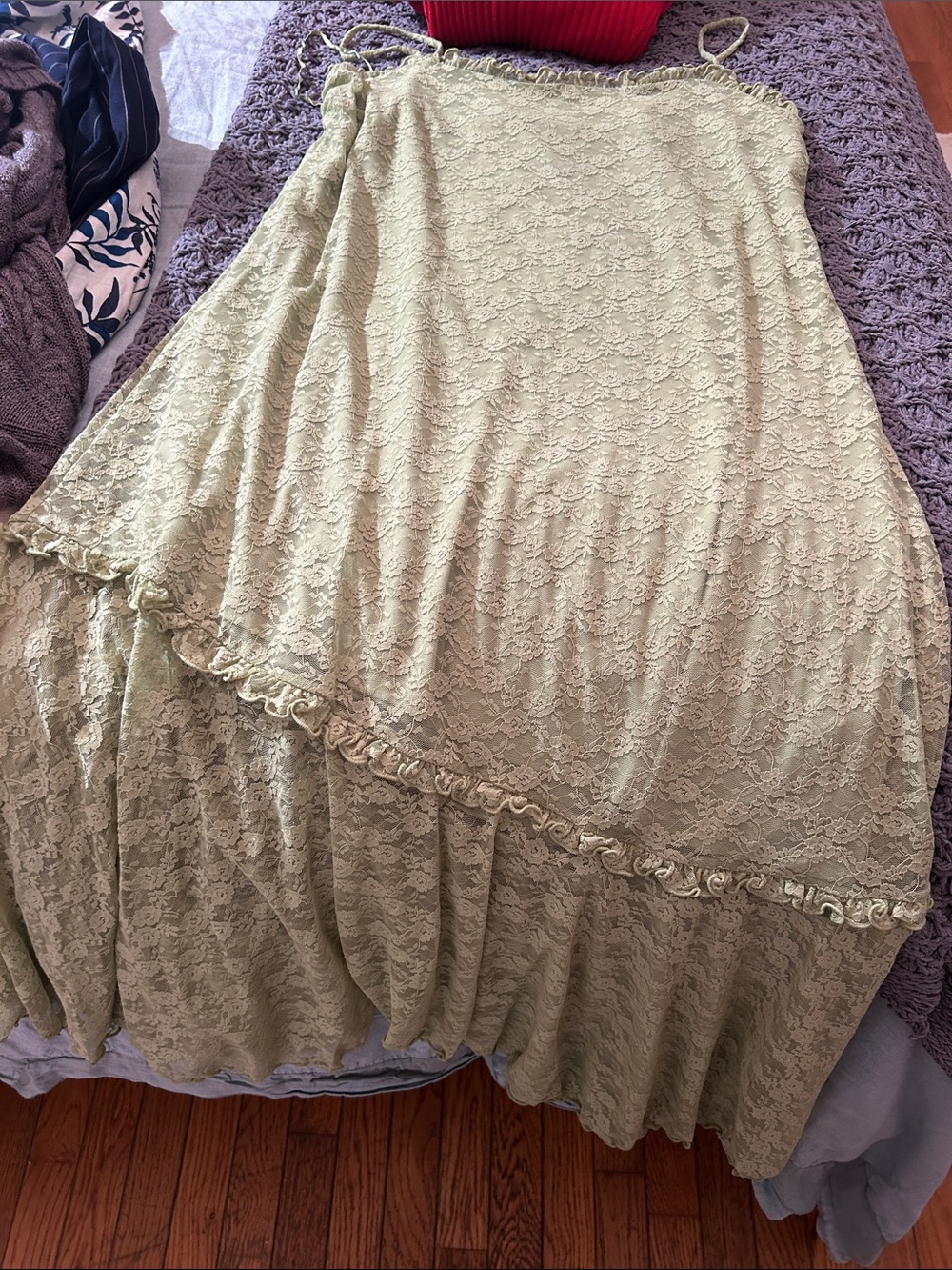 Old Navy Olive Lace Tiered Maxi dress